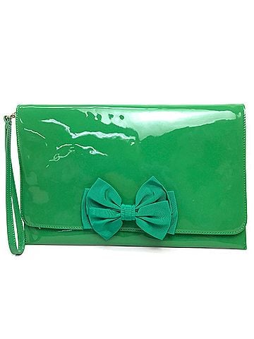 Valentino VALENTINO Red Valentino Patent Leather Clutch Bag with Strap, Green, for Women (view 1)