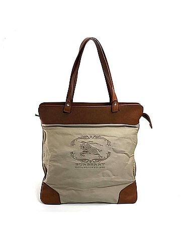 Burberry BURBERRY Shoulder Tote Bag Canvas Leather Beige Men's Women's (view 1)