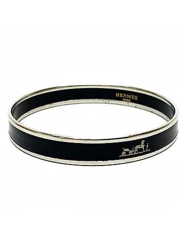 Hermès HERMES Fan Caleche Enamel PM Bracelet Accessory Bangle Metal Ladies Black (view 1)
