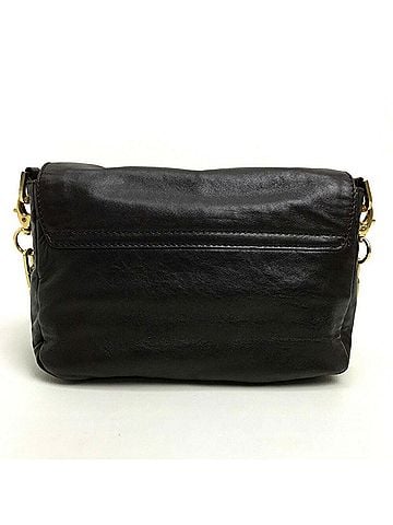 Tory Burch Tory Burch bag pouch stacking design chain pochette shoulder leather women's dark brown (view 2)