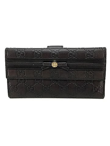 Gucci GUCCI 256933 Double Tri-fold Wallet MAYFAIR Guccissima Long Shima Leather Dark Brown Women's (view 1)