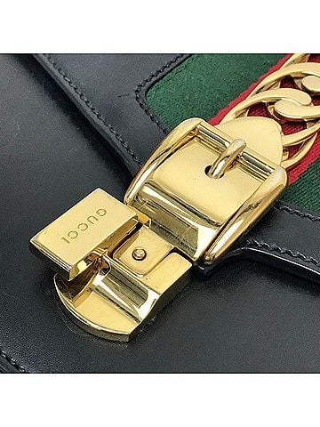 Gucci GUCCI 421882 Sherry Line Sylvie Small Ribbon Shoulder Bag Leather Women's Black (view 2)