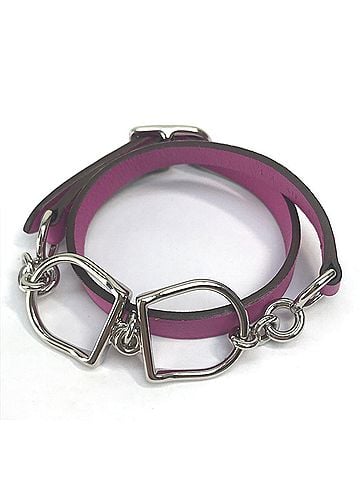Hermès HERMES Etrier Double Tour Bracelet in Swift Leather, Purple, for Women (view 1)