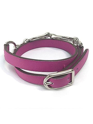 Hermès HERMES Etrier Double Tour Bracelet in Swift Leather, Purple, for Women (view 2)