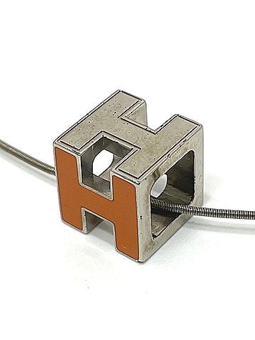 Hermès HERMES H Cube Cartier d'Ache Necklace in Metal, Orange and Silver, Women's (view 2)
