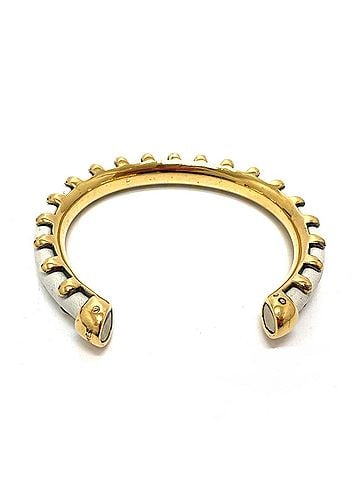 Hermès HERMES Horseshoe Bracelet Bangle Metal Leather Women's White E-220105-2 (view 1)
