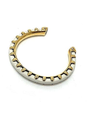 Hermès HERMES Horseshoe Bracelet Bangle Metal Leather Women's White E-220105-2 (view 2)