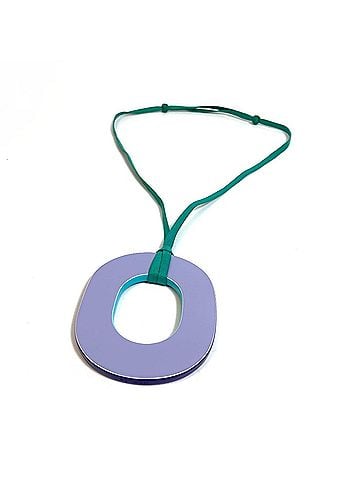 Hermès HERMES Issum Pigment GM Wood Pendant Necklace, Lacquer, Women's, Curacao/Palm/Blue, Green and Purple (view 1)