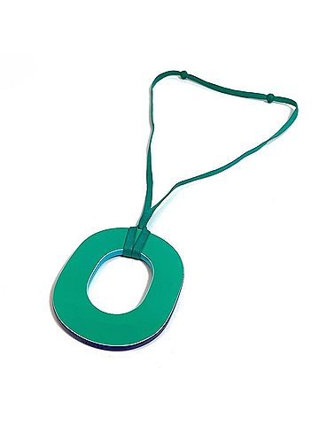 Hermès HERMES Issum Pigment GM Wood Pendant Necklace, Lacquer, Women's, Curacao/Palm/Blue, Green and Purple (view 2)