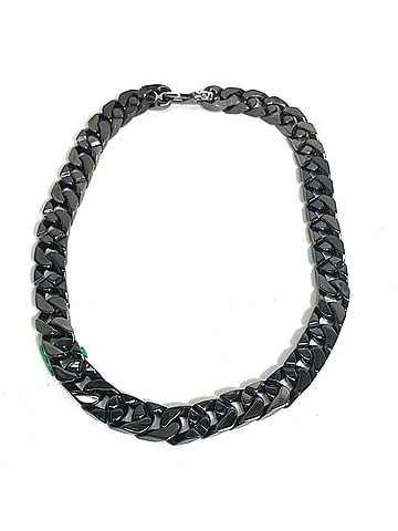 Louis Vuitton LOUIS VUITTON MP2853 LV Collier Chain Link Patches Necklace in Metal, Men's, Black/Green (view 2)