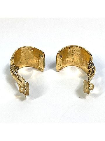 Hermès HERMES Cloisonne enamel earrings GP for women, red x gold, E-220930-7 (view 2)