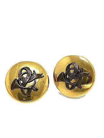 Hermès HERMES Round Horn Earrings GP Women's Gold (view 1)
