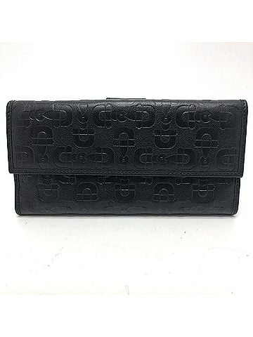 Gucci GUCCI 143389 Embossed Bi-fold Long Wallet Leather Women's Black T-230401-4 (view 1)