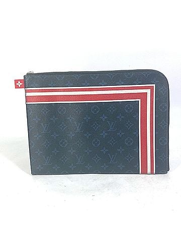 Louis Vuitton LOUIS VUITTON M61679 Monogram Cobalt Pochette Jour GM Striped Canvas Pouch Clutch Bag, Navy (view 1)