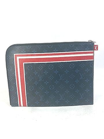 Louis Vuitton LOUIS VUITTON M61679 Monogram Cobalt Pochette Jour GM Striped Canvas Pouch Clutch Bag, Navy (view 2)