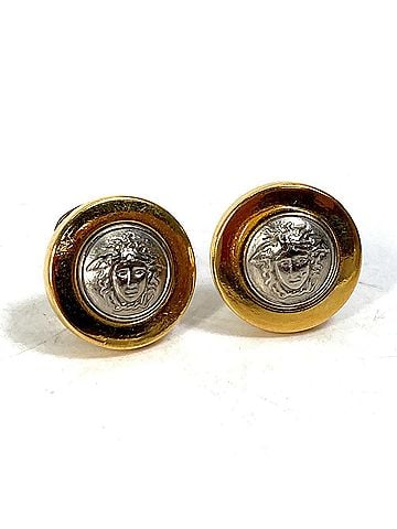 Versace VERSACE Versace Round Medusa Bicolor Earrings Metal Women's Gold (view 1)