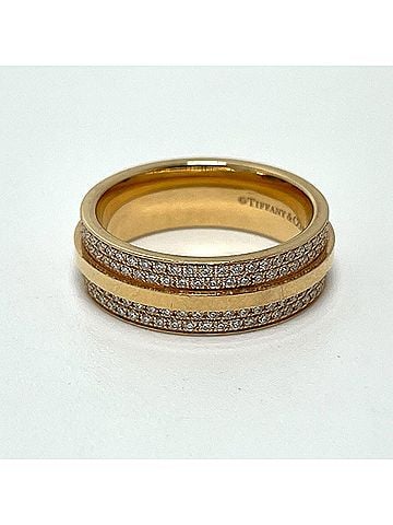 Tiffany & Co. TIFFANY &amp; Co. Tiffany T Two Wide Pavé Diamond Ring, 18KPG Gold, Women's (view 2)