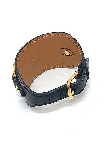 Hermès HERMES Horsebit Bangle Bracelet in Swift Leather, Black, Like New, Women's (view 2)