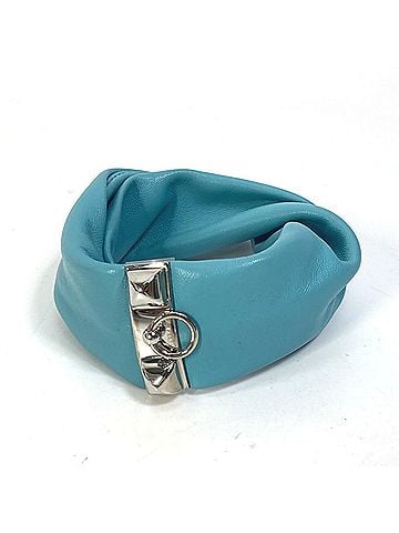 Hermès HERMES Medor Torsade Petit H Bracelet, Leather, Women's, Light Blue (view 1)