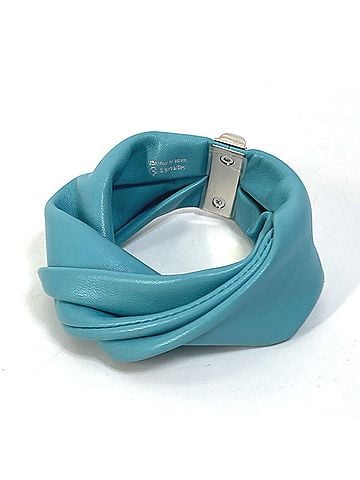 Hermès HERMES Medor Torsade Petit H Bracelet, Leather, Women's, Light Blue (view 2)