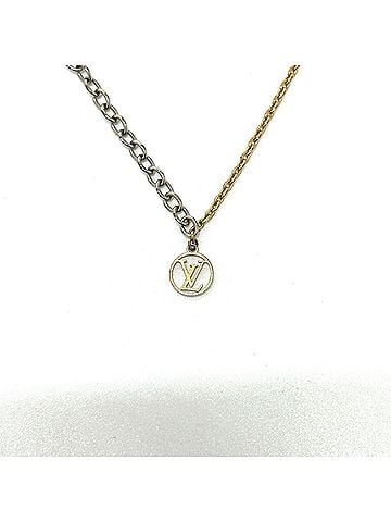 Louis Vuitton LOUIS VUITTON M68074 Logomania Two-Tone Chain Necklace, Metal, Women's, Gold (view 1)