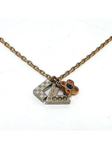 Louis Vuitton LOUIS VUITTON M67068 Rhinestone Pendant Love Letters Chain Necklace in Gold for Women (view 1)