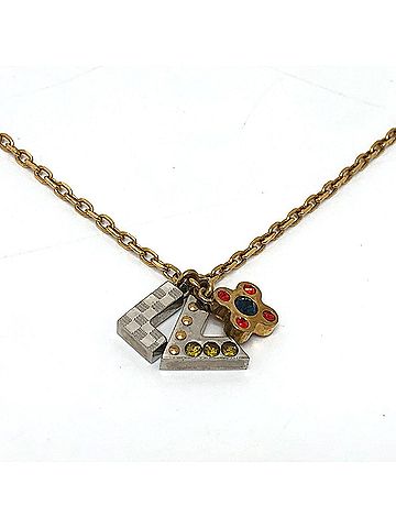 Louis Vuitton LOUIS VUITTON M67068 Rhinestone Pendant Love Letters Chain Necklace in Gold for Women (view 2)