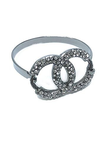 Chanel CHANEL Chanel Accessories Coco Mark CC Rhinestone 04A Bracelet Metal Women's Silver (view 1)