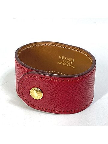 Hermès HERMES Medor Leather Bangle Bracelet/GP Women's Red (view 2)