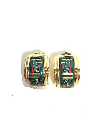 Hermès HERMES enamel earrings GP women's green (view 1)