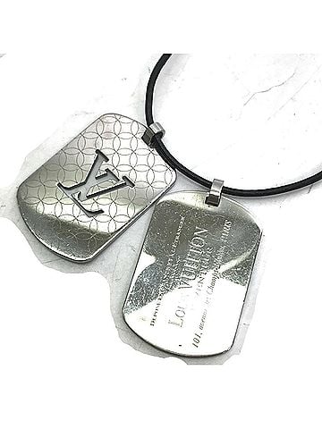 Louis Vuitton LOUIS VUITTON M65453 Pendant Champs Elysees GM Leather Cord Necklace SS Men's Silver (view 1)