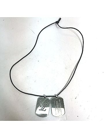 Louis Vuitton LOUIS VUITTON M65453 Pendant Champs Elysees GM Leather Cord Necklace SS Men's Silver (view 2)