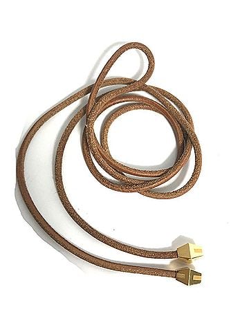 Hermès HERMES Lanier necklace with metal hardware, leather, brown, for women (view 1)