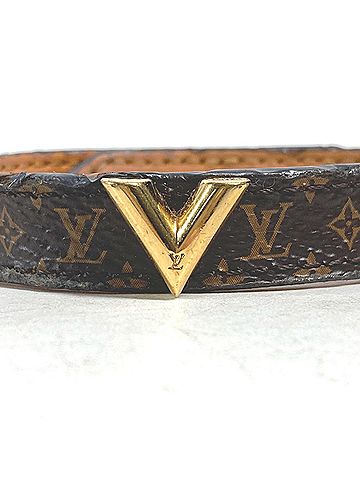 Louis Vuitton LOUIS VUITTON Louis Vuitton M6042F Monogram Bracelet Essential V Bangle Canvas Women's Brown (view 2)