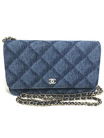 Chanel CHANEL AP0250 Long Wallet Chain Bag Matelasse Shoulder Denim Women's Blue (view 1)