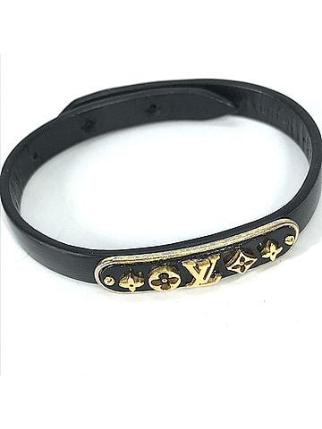 Louis Vuitton LOUIS VUITTON M8025F Monogram Flower Cruiser Bracelet, Leather Bangle Black, Women's (view 1)