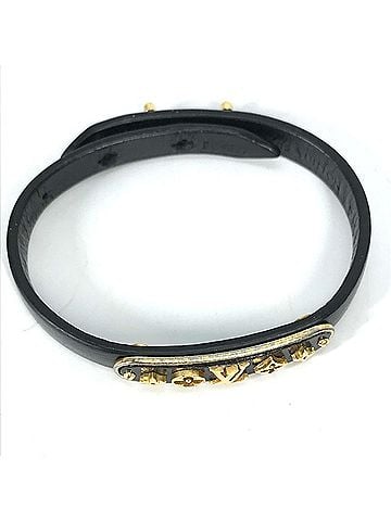 Louis Vuitton LOUIS VUITTON M8025F Monogram Flower Cruiser Bracelet, Leather Bangle Black, Women's (view 2)