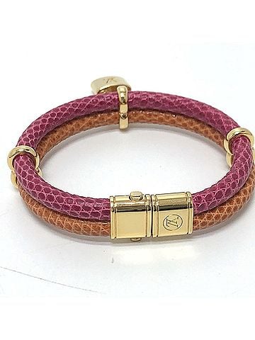 Louis Vuitton LOUIS VUITTON Louis Vuitton Bracelet Keep It Twice Leather Men's Women's Pink M-231210-5 (view 1)