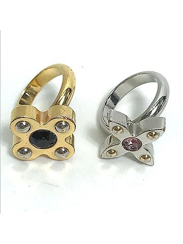 Louis Vuitton LOUIS VUITTON M65247 Berg Love Letters Rhinestone 2-Piece Ring Set, Women's, Gold (view 1)