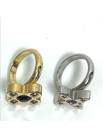 Louis Vuitton LOUIS VUITTON M65247 Berg Love Letters Rhinestone 2-Piece Ring Set, Women's, Gold (view 2)