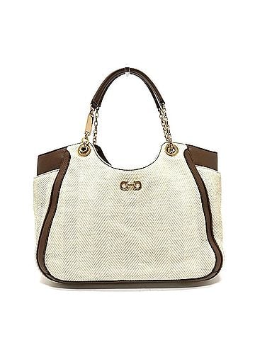 Salvatore Ferragamo Salvatore Ferragamo Gancini shoulder tote bag in beige canvas and leather for men (view 1)