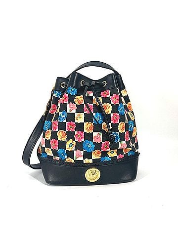 Versace Versace Floral Chain Bucket Drawstring Shoulder Bag in PVC and Leather, Multicolor (view 1)