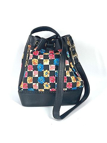 Versace Versace Floral Chain Bucket Drawstring Shoulder Bag in PVC and Leather, Multicolor (view 2)