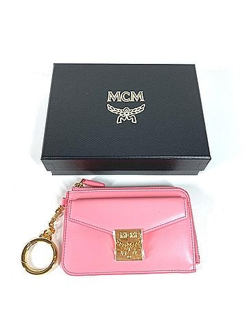 MCM MCM Key Ring Coin Purse Wallet Fragment Case Wallet/Coin Leather Women's Pink E-240214-19 (view 1)