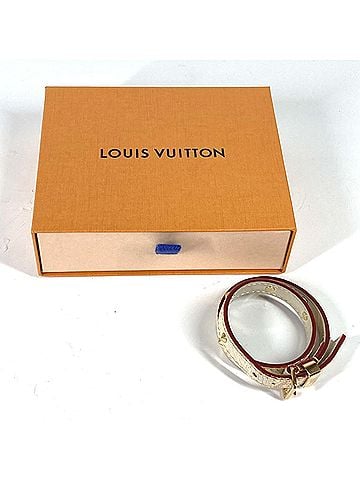 Louis Vuitton LOUIS VUITTON M91846 Suhali Brass Les Double Tours Bracelet, Women's, Leather, Blanc White (view 2)
