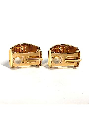 Hermès HERMES H Pattern Cloisonne Enamel Earrings GP Women's Gold and Blue (view 2)