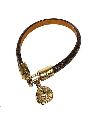 Louis Vuitton LOUIS VUITTON M6442F Monogram LV Tribute Bangle Bracelet in Canvas, Brown, Women's (view 1)