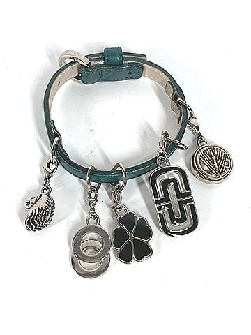 Bvlgari BVLGARI Logo 5 Icon Charm Bangle Accessory Leather Bracelet Men's Green (view 1)
