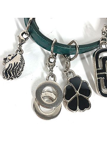 Bvlgari BVLGARI Logo 5 Icon Charm Bangle Accessory Leather Bracelet Men's Green (view 2)