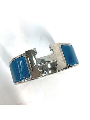 Hermès HERMES Click Clack GM Bracelet, Metal Bangle, Women's, Blue (view 2)